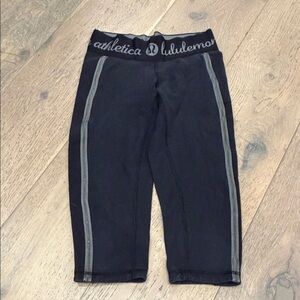 lululemon athletica Black Leggings with Gray Stripes